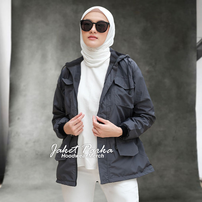 Jaket Wanita Parka Parasut Jumbo Hijab Korean Style Kekinian
