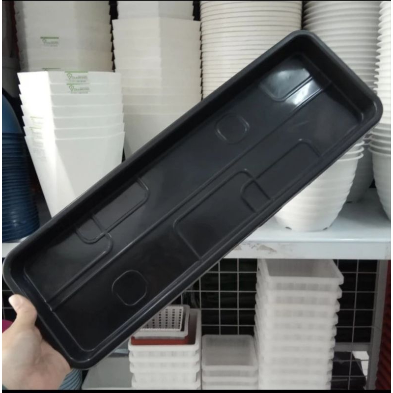 Alas tatakan pot plastik 50 cm Hitam panjang, alas pot bunga
