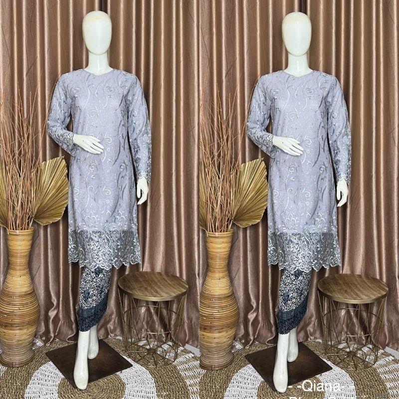 SETELAN KEBAYA TUNIK TILLE LENGAN PANJANG / ROK PLISKET BATIK DEWASA PANJANG / BAJU KEBAYA WANITA MO