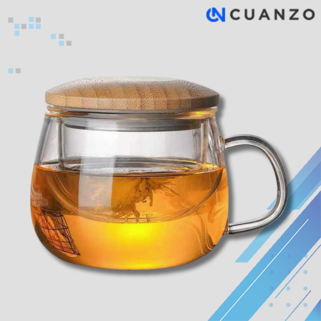 Gelas Cangkir Teh Tea Cup Mug with Infuser Filter Kaca Tahan Panas / Gelas Cangkir Mug Saringan Remp
