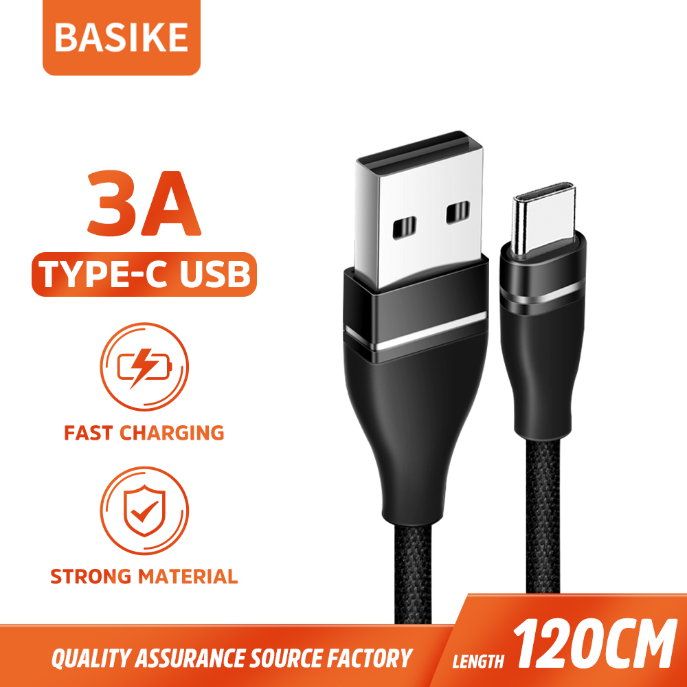 BASIKE Kabel Data Charger iPhone Fast Charging 3A Lightning Type C Micro USB for HP iOS Android