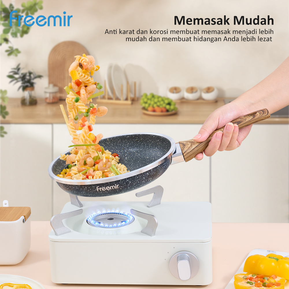 [OFFICIAL MALL] freemir Set 7 Pcs Wajan Panci 26/20/20/16 Cm Anti Lengket Lapisan Granit Alat Masak Lengkap