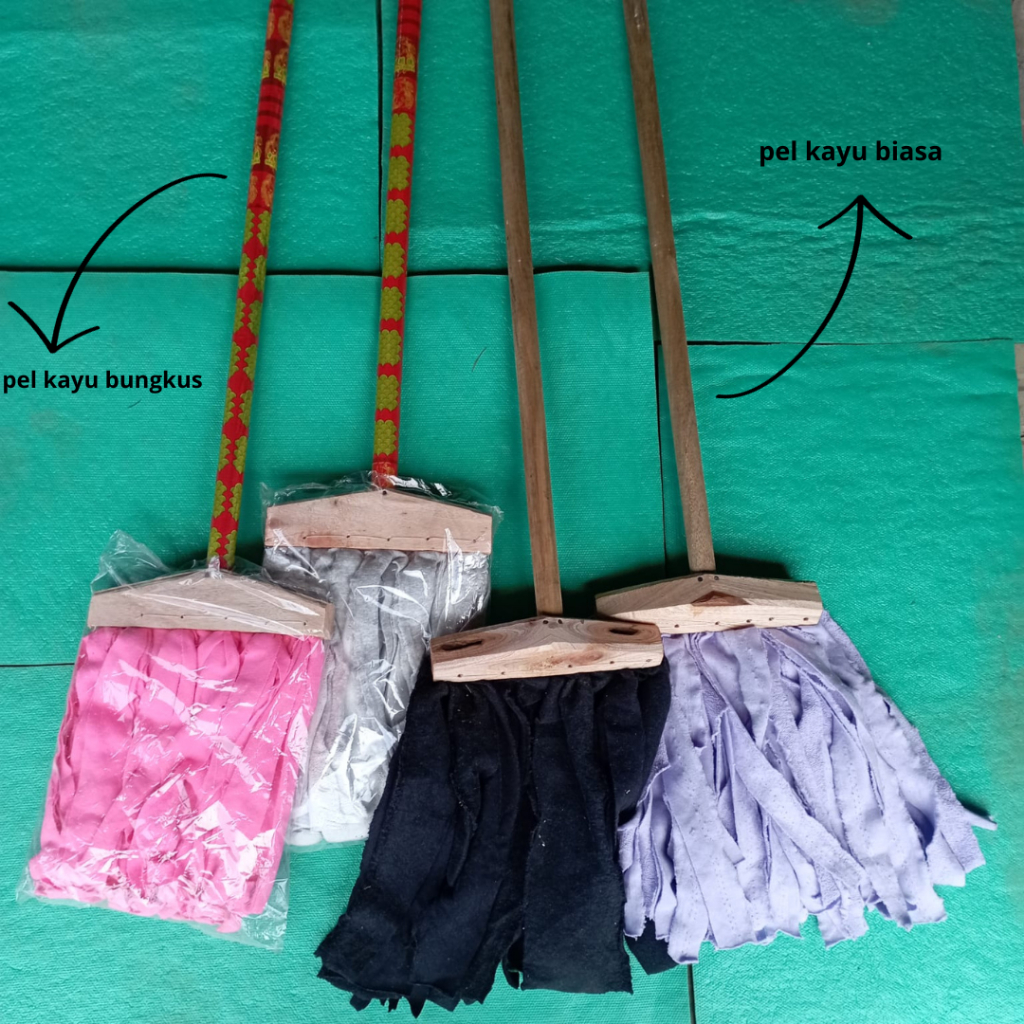 Pel Lantai Bahan Kain / Alat Lap Mop Pel Lantai Kain Gagang Tangkai Kayu Murah / Lap Pel Kain Slaber