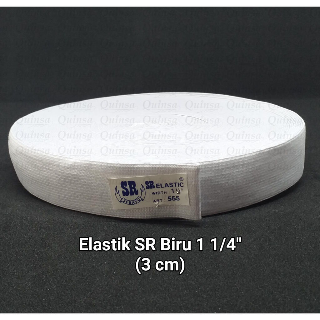Per Rol Karet Elastik SR Biru 1 1/4inch 3cm Warna Putih
