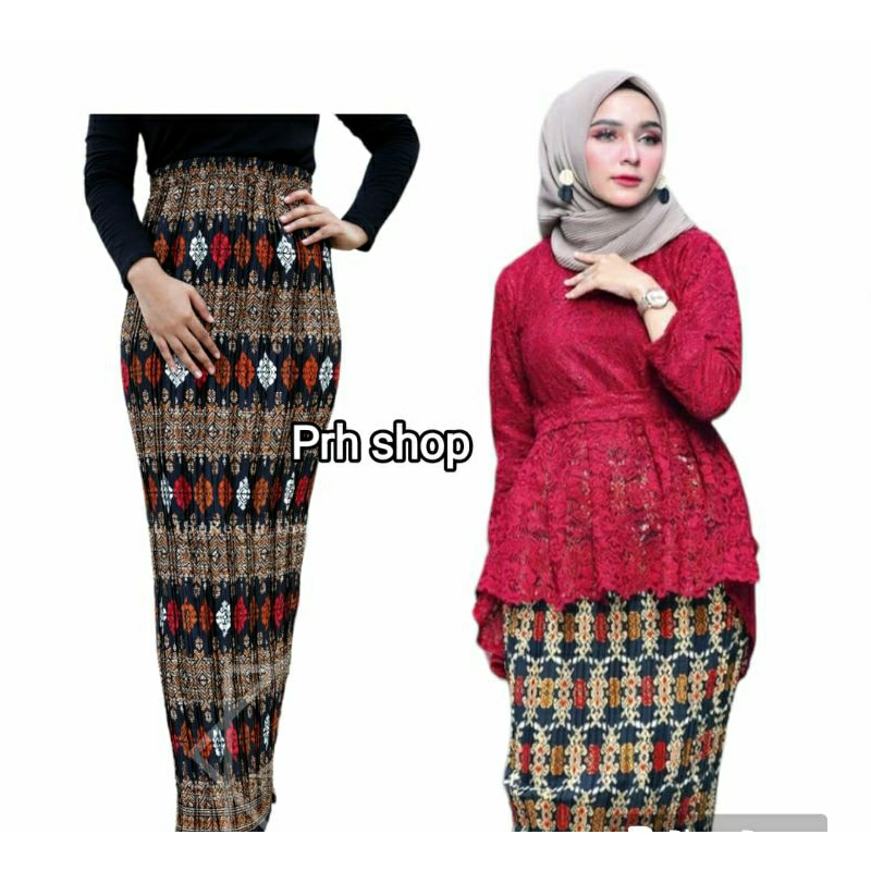 Setelan Kebaya Aurora/Atasan Brokat + Rok Plisket Batik