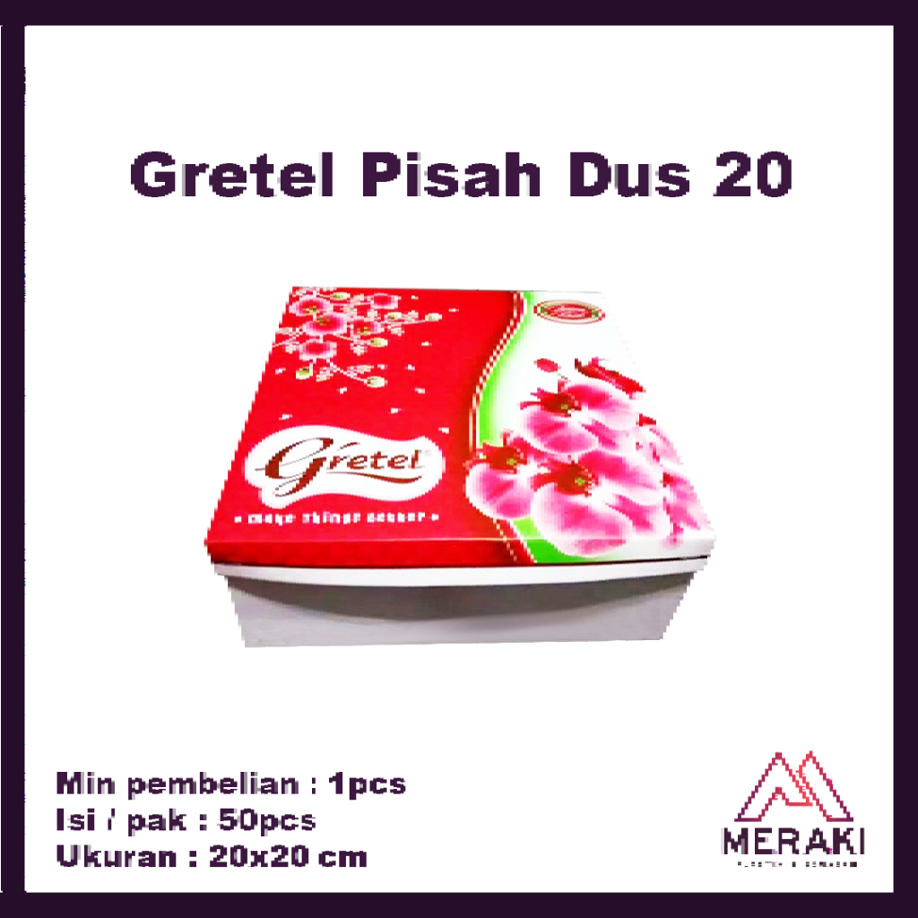 Gretel Pisah Merah 20x20 Kue Nasi Box Makanan Dus