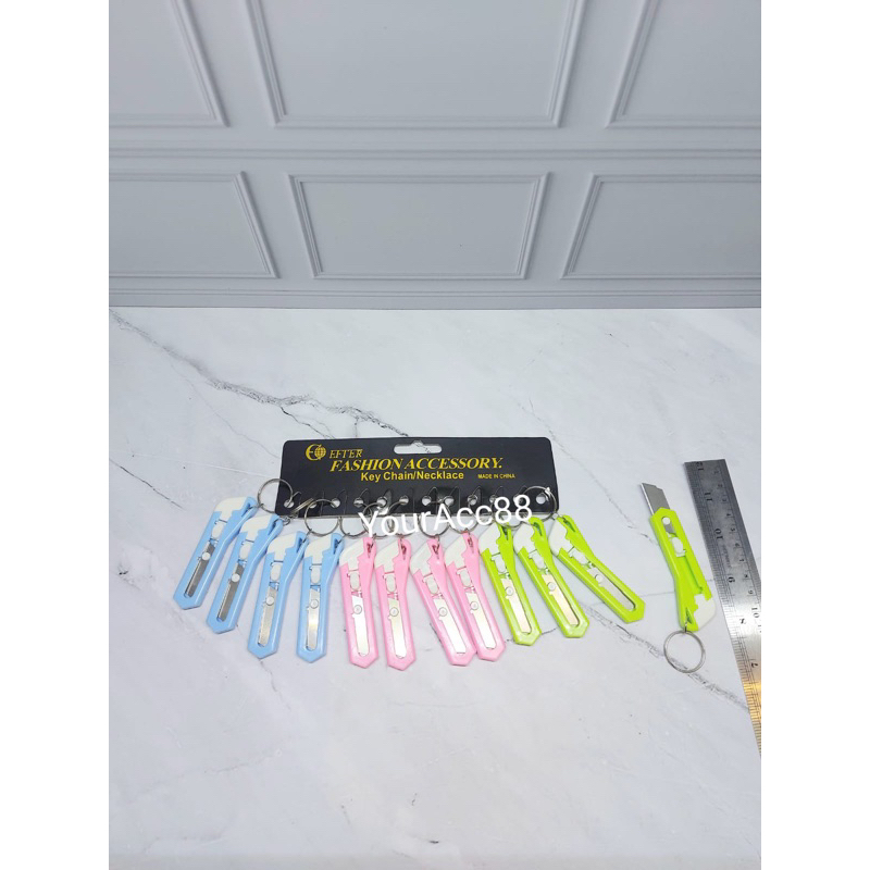 YOUR_ACC_88 (12pcs) GROSIR GANTUNGAN KUNCI CUTTER LUCU KARAKTER isi 12pcs GANTUNGAN KUNCI CUTTER / G