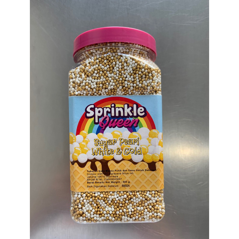

Repack Sprinkle Queen Sugar Pearl White & Gold | 100gr