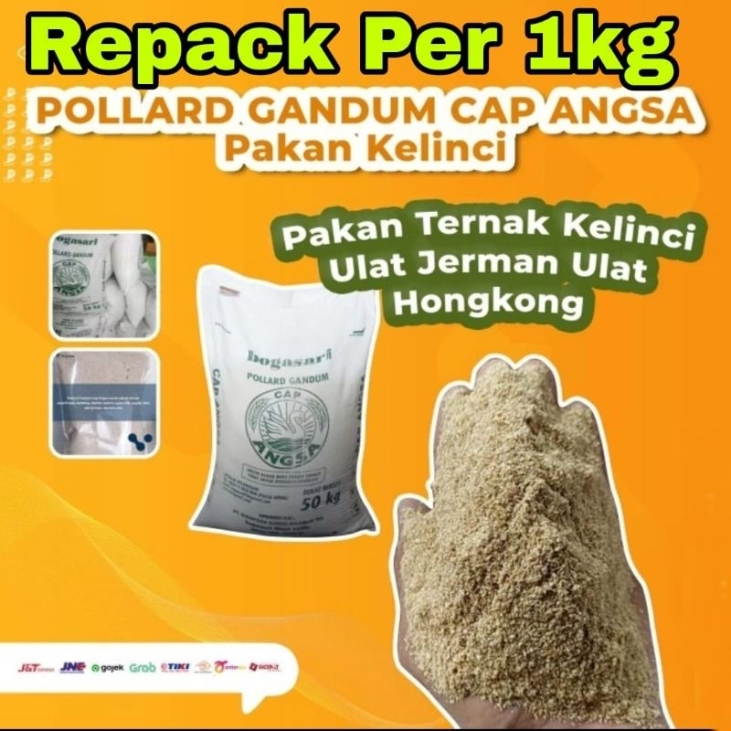 Per 1 Kg Pollard Gandum Cap Angsa Polar pakan ternak makanan ternak Ulat jerman. Ulat Kandang. Ulat 