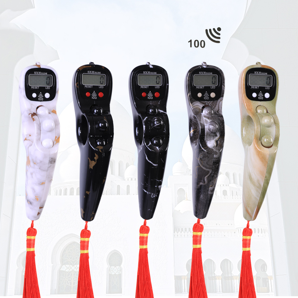 Tasbih Digital LED + Alarm Kayu Marble / Tasbih Kayu Marble Bunyi 100 - Model 2036 SD