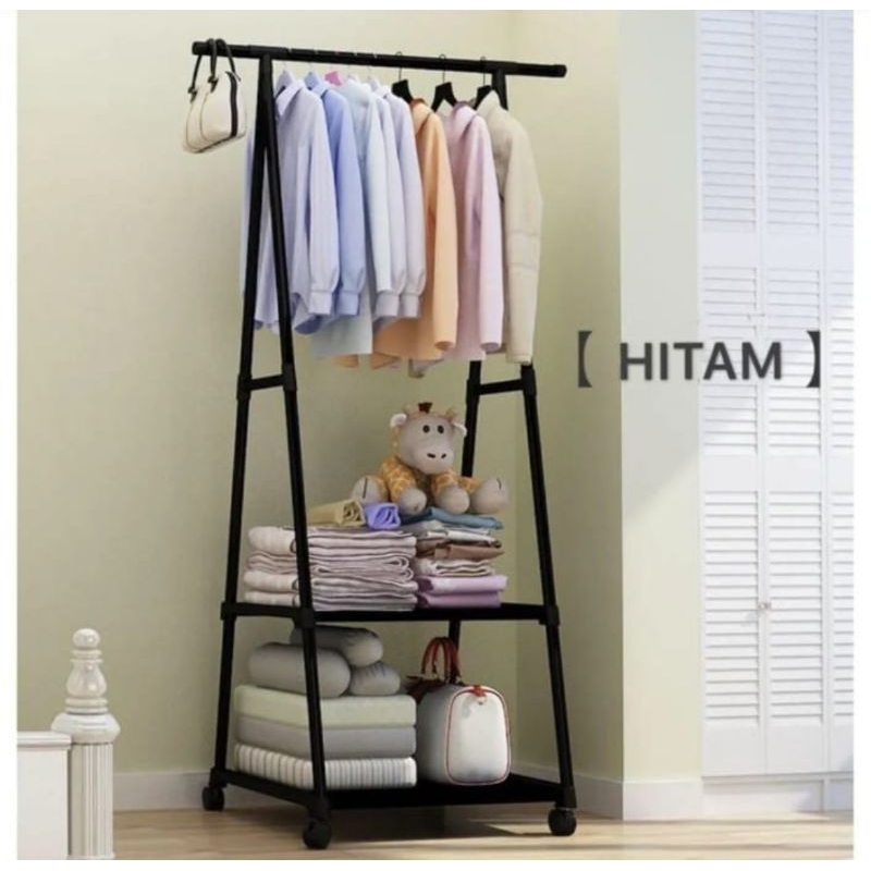 Stand hanger Triangle rak baju serbaguna Gantungan baju Tanpa Roda / gantungan baju segitiga berdiri