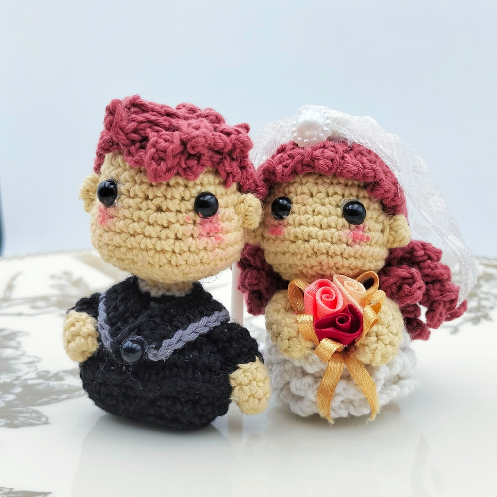 Amigurumi pengantin bride groom Dekorasi Pernikahan boneka mahar Wedding Cake topper bantal cincin