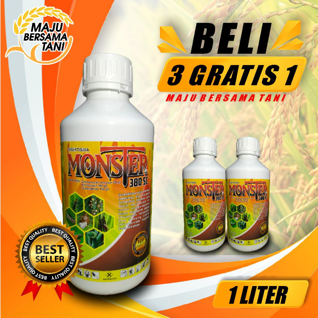 INSEKTISIDA MONSTER 380 SC 1 LITER/B.A EMAMECTIN BENZOAT/KLORFENAPIR/INDOKSAKRAB/PROMO GROSIR/abacel