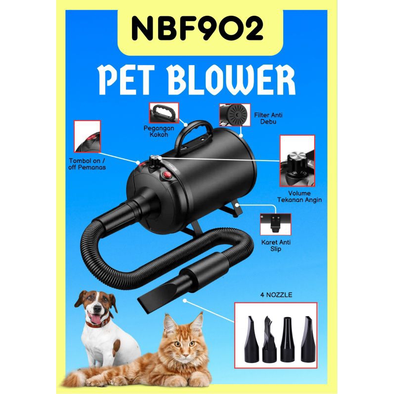 Blower seri NBF902 pet blower kucing dan anjing | pengering bulu kucing anjing