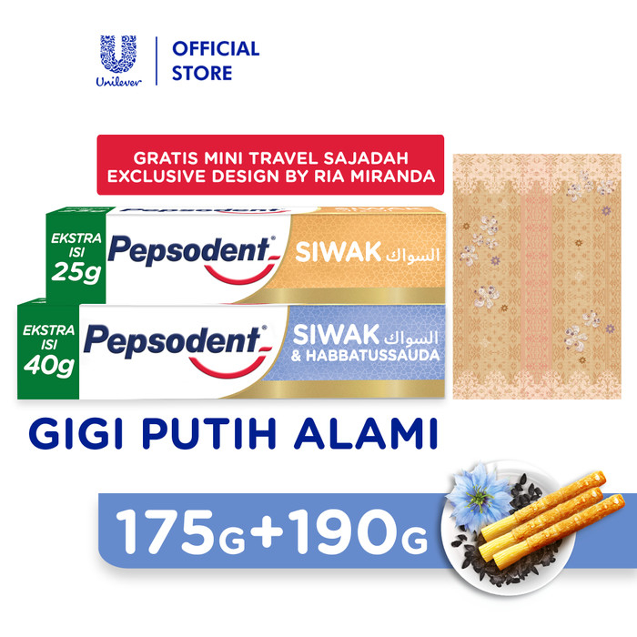 Pepsodent Siwak Mint 175g / 175 gr & Siwak Habbatussauda 190gr / 190 gr