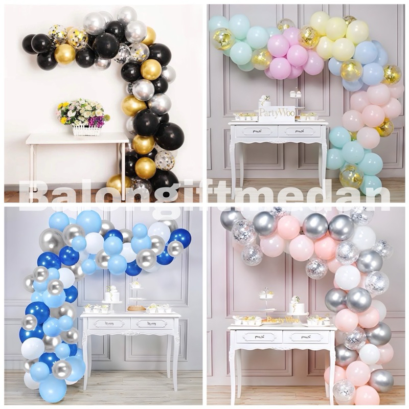 PAKET DEKOR BALON ULANG TAHUN GARLAND STRIP ISI 50PCS