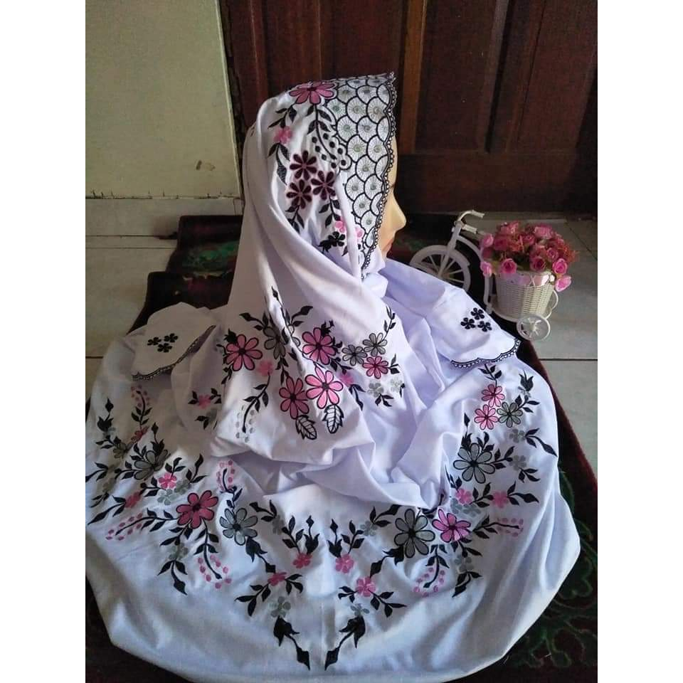 Mukena Mukenah Rukuh Panjang Terusan Lajuran Dewasa Motif Bordir Mukena Dewasa Terusan Bordir Murah