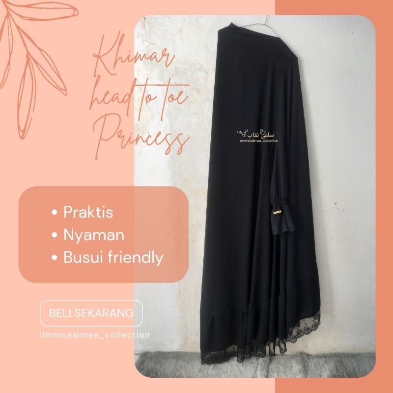 Khimar Floor Princess  Renda Manset Karet Cincin