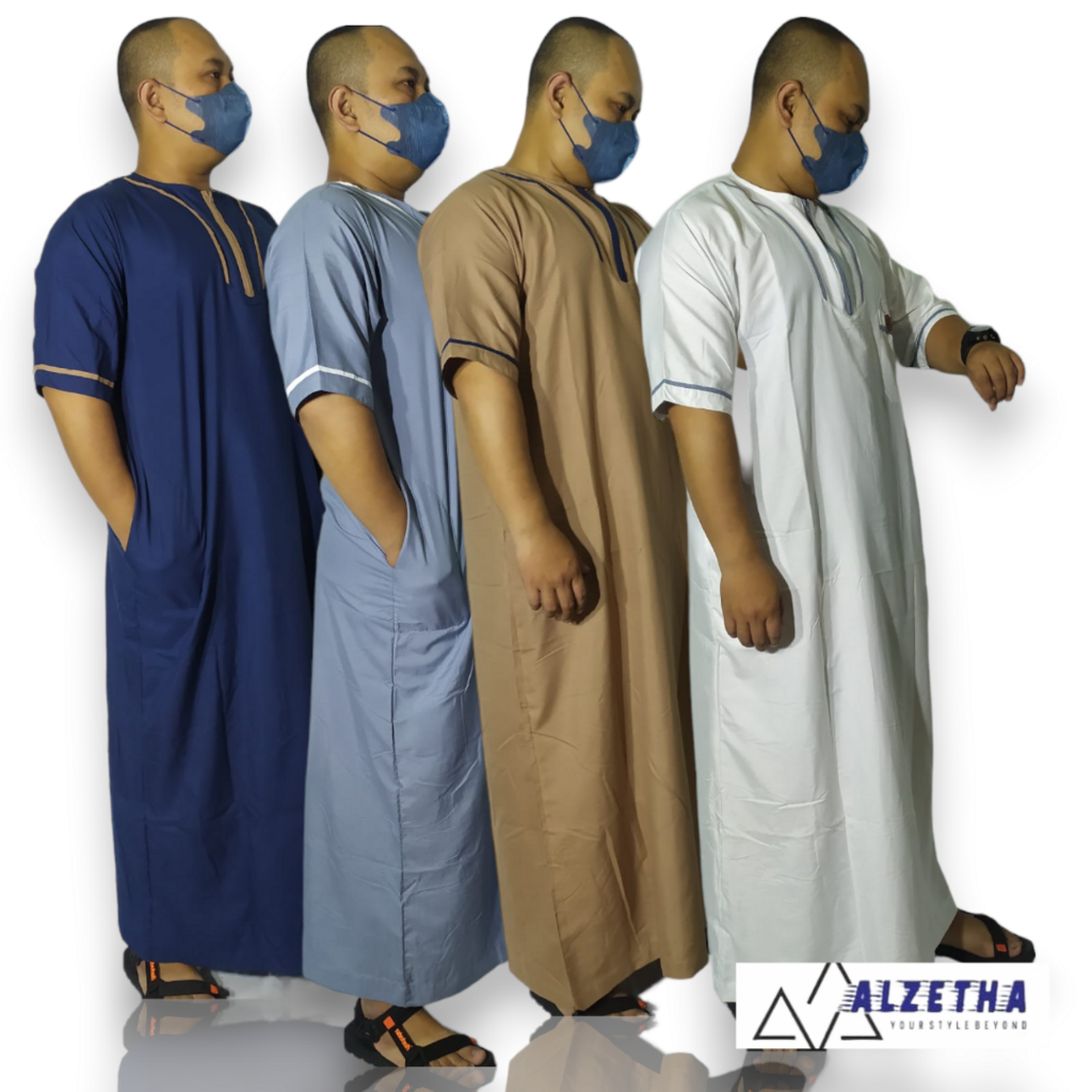 TERLARIS Alzetha gamis jubah pria lengan pendek KEKINIAN