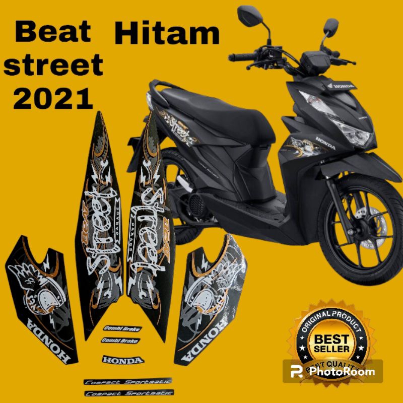 striping honda beat street 2021 hitam, lis body motor beat street 2021 hitam