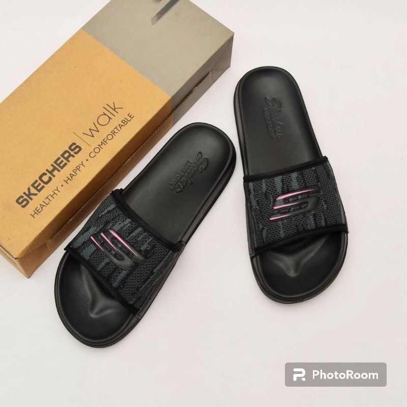 Sandal selop wanita Sandal skechers slide warna hitam sk limit