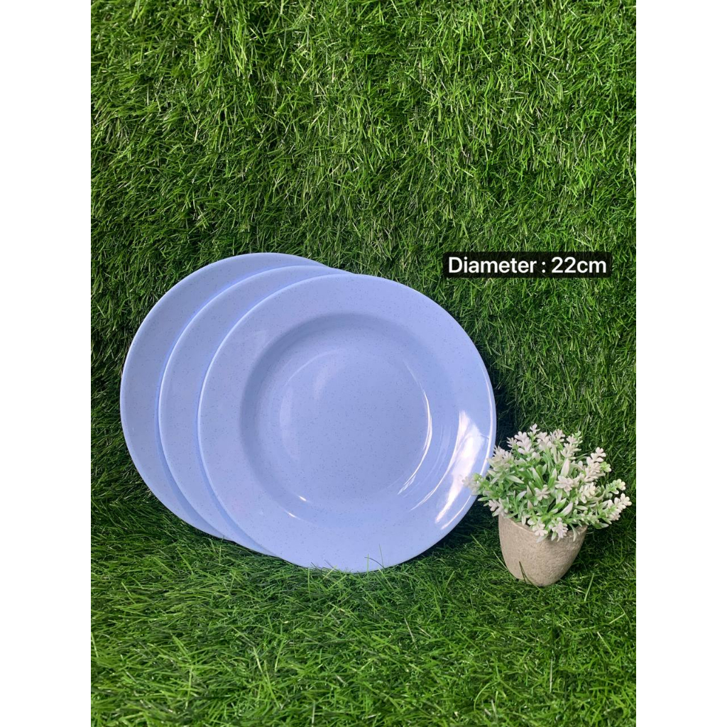 Piring Makan Melamin Serat Jerami Tebal Biru Piring Makan Bulat Melamine kitchnware Anti Pecah