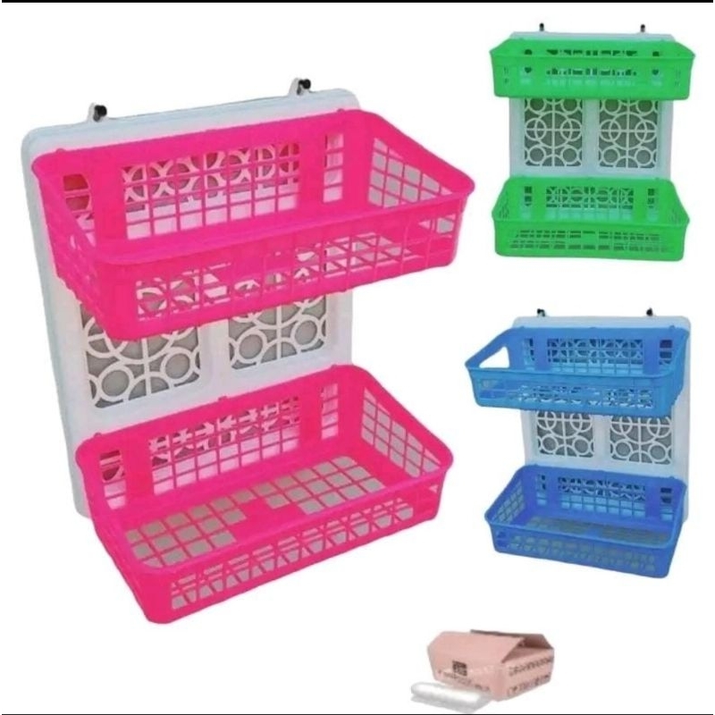 Rak dinding susun 2/Rak plastik/Rak shampoo