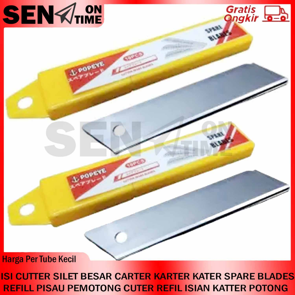 

ISI CUTTER SILET BESAR PER TUBE CARTER KARTER KATER POPEYE JOYKO TAJAM BLADE REFILL PISAU PEMOTONG BESAR ANAK KATTER CUTER UNTUK MEMOTONG MENGELUPAS MENETAK KAEL CABEL CABLE MENGIRIS IRIS ISIAN CATER