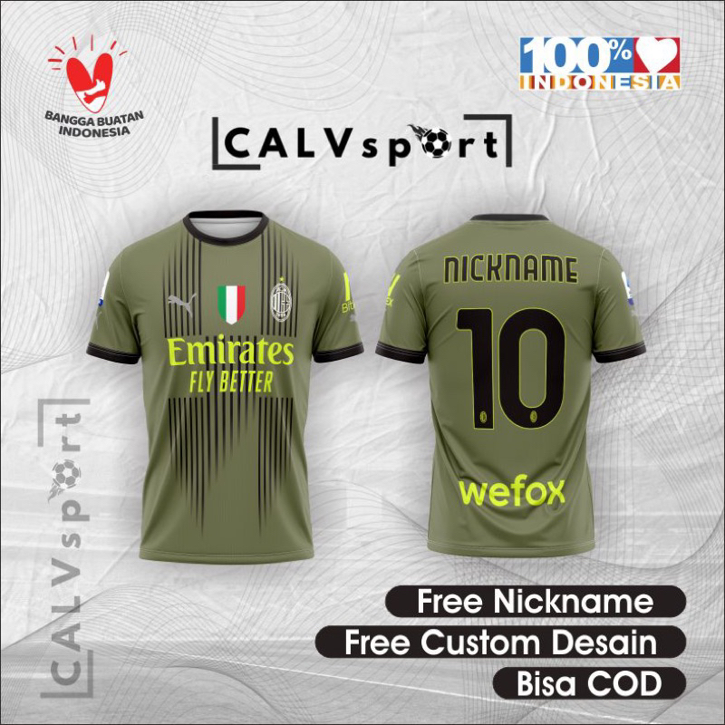 Jersey Kaos Baju Atasan MlLAN THIRD 3rd 2022/2023 Full Printing Free Desain