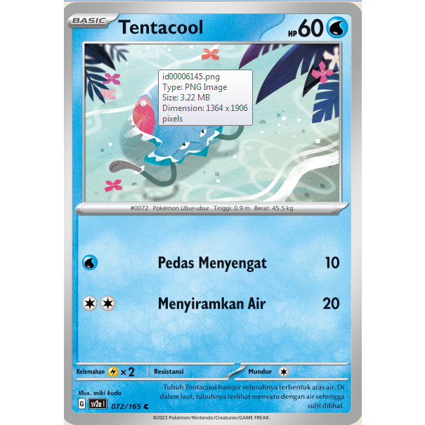 POKEMON TCG INDONESIA TENTACOOL SV2A 072/165