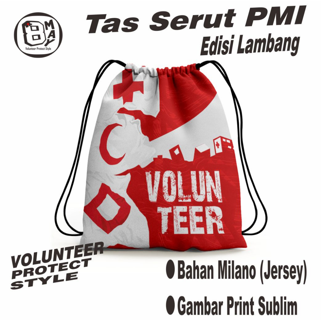 Tas PMI / TAS PMR Serut String Bag PMI LAMBANG ( PALANG MERAH INDONESIA )