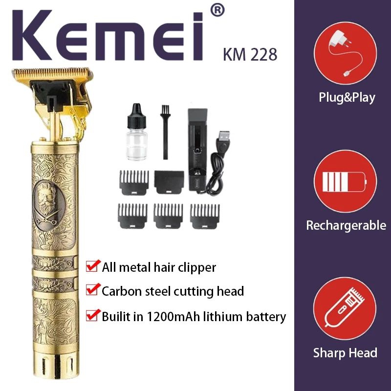 kemei vintage hair trimmer km228, alat cukur kemei km 228 bald trimmer