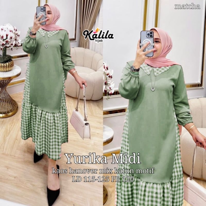 COD DRESS SQUARE CEWEK YURIKA MIDI MURAH SOLO BY. KALILA