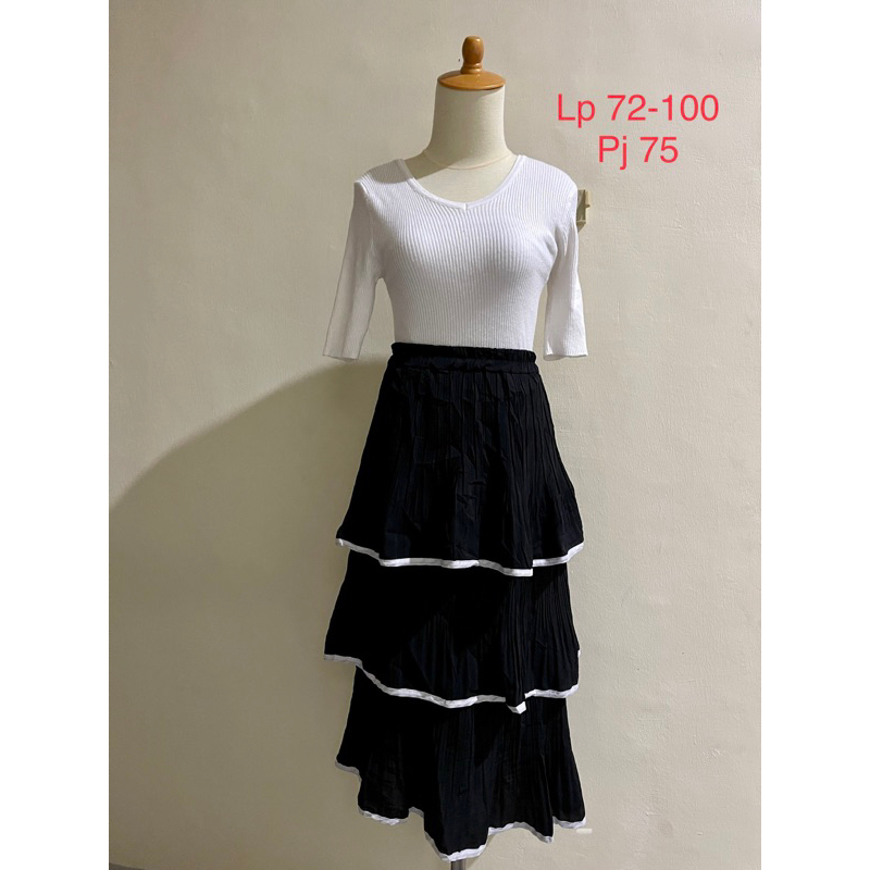 skirt cargo skirt vintage rok uniqlo plisket rok bertingkat