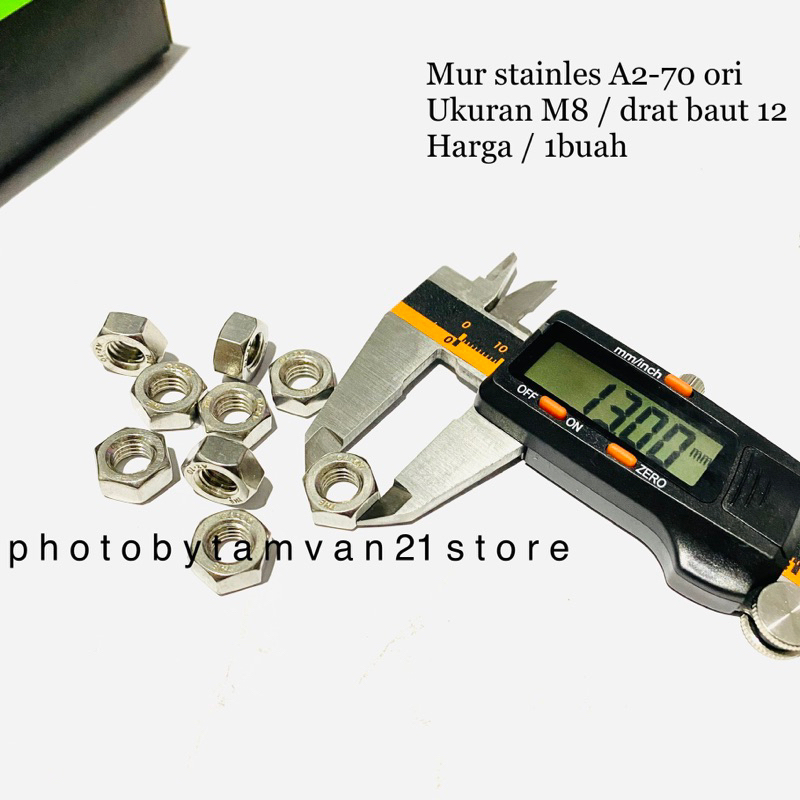 1 BUAH MUR 8MM DRAT BAUT 12 KUNCI 13 STAINLES ANTI KARAT