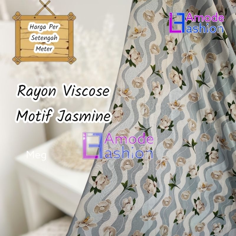 Kain Rayon Viscose Motif Jasmine