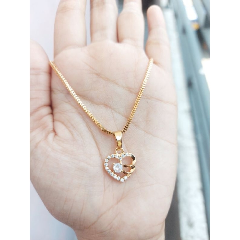 Kalung love kecil lapis emas