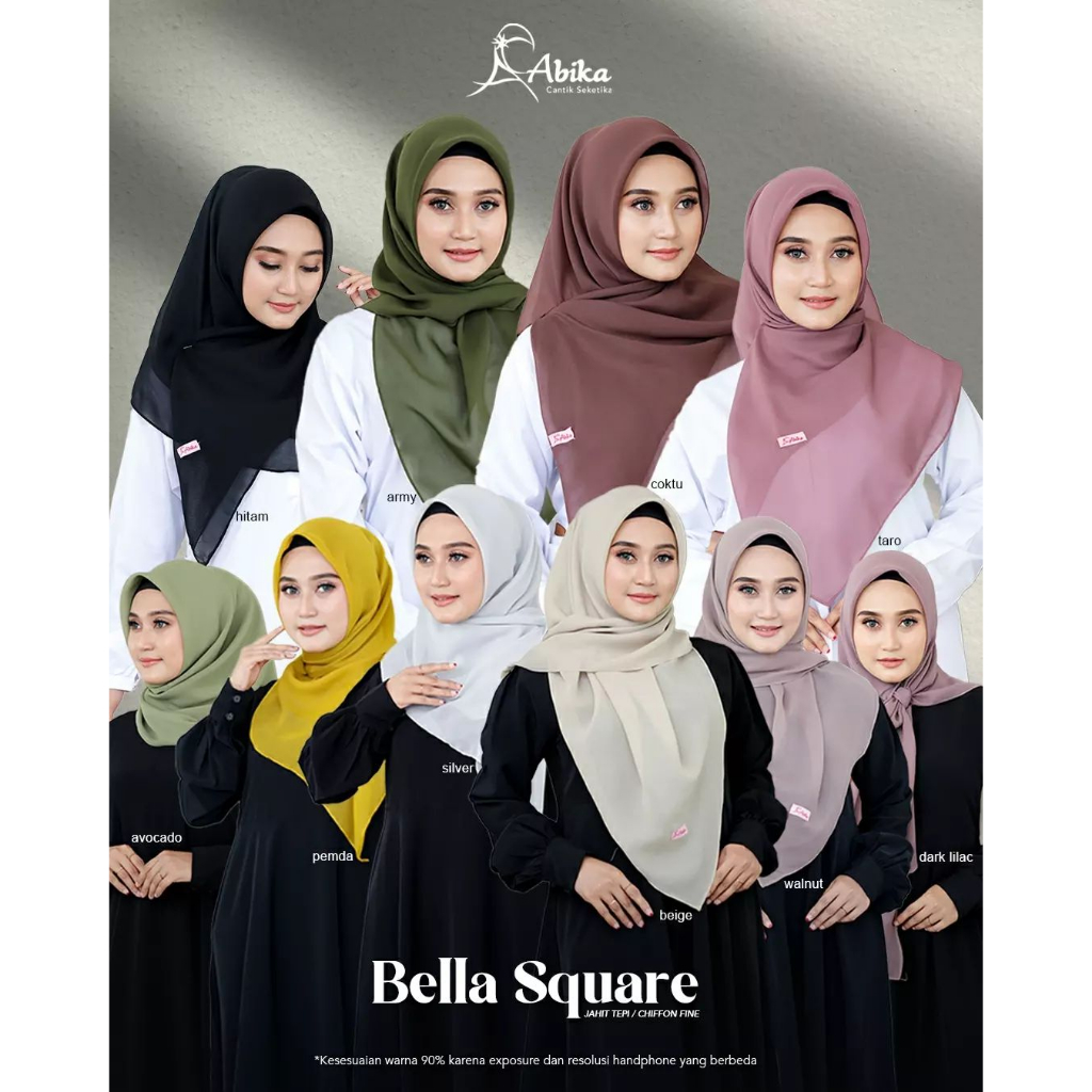 [ABIKA] Hijab Bella Square Segi Empat Jahit Tepi