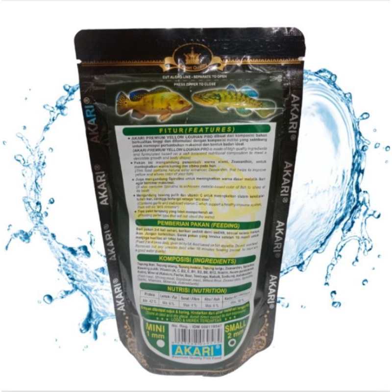 Makanan ikan arwana louhan AKARI AA PREMIUM YELLOW LOUHAN CHANNA  100gr