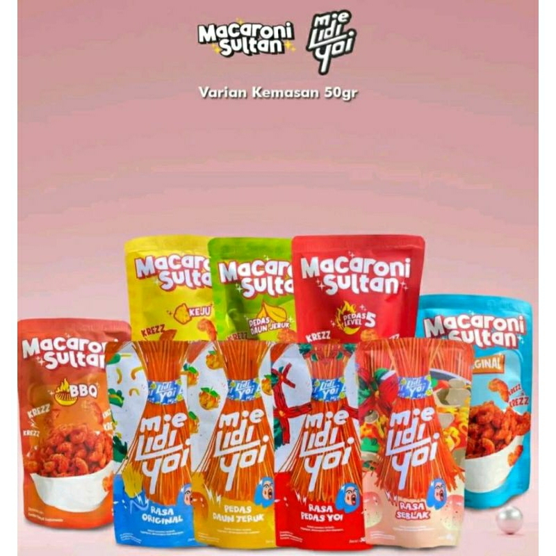 

Bundle 5Pcs Mie Lidi Yoi, Macaroni Sultan, Basreng Super, Pilus Cihuy