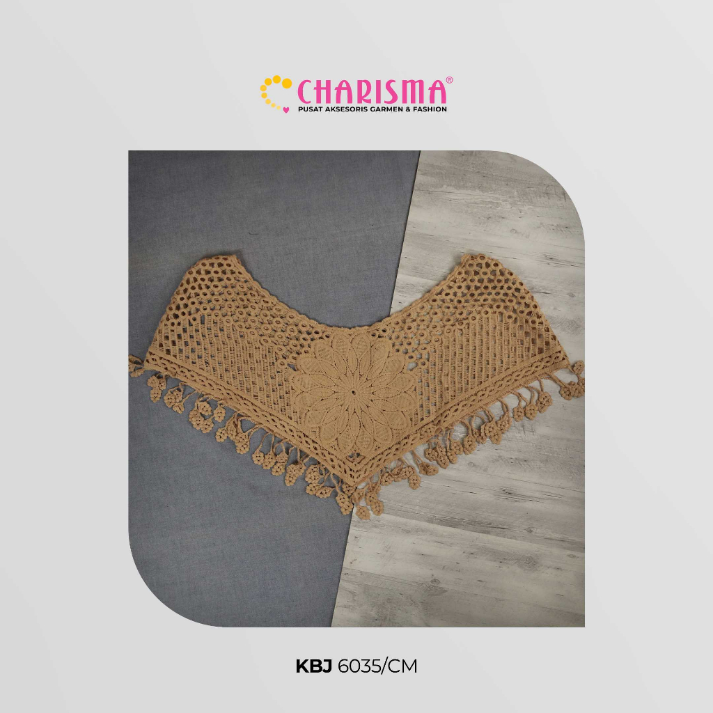 Charisma Rompi Rajut Coklat Muda & Putih KBJ 6035 - Rompi Crop Wanita / Outer Rajut Wanita