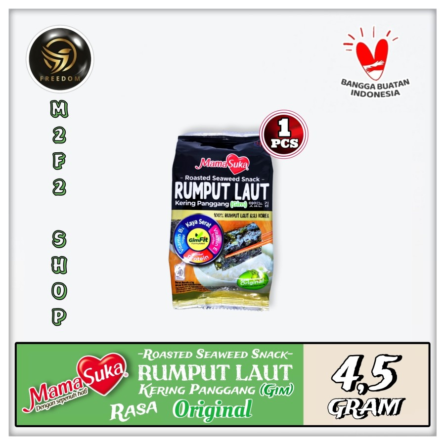 

MamaSuka Snack Rumput Laut Panggang Rasa Original - 4,5 gr (Kemasan Satuan)