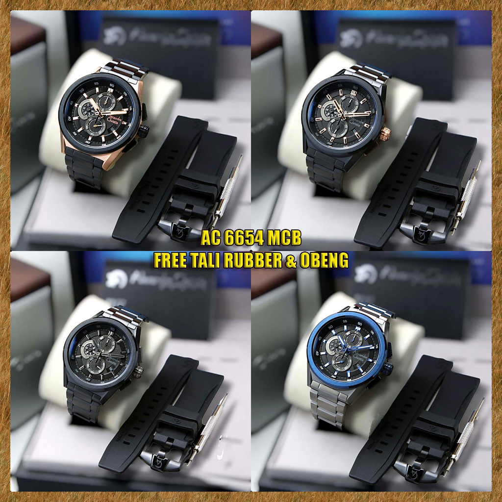 AC 6654 ALEXANDRE CHRISTIE AC6654 JAM TANGAN PRIA ORIGINAL FREE TALI RUBBER OBENG