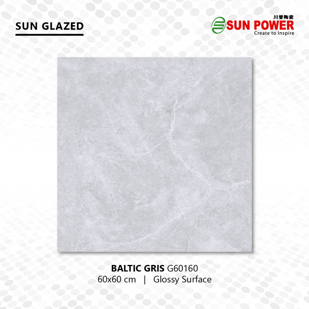 Keramik Lantai Body Putih Glossy - Baltic Series 60x60 cm | Sun Power
