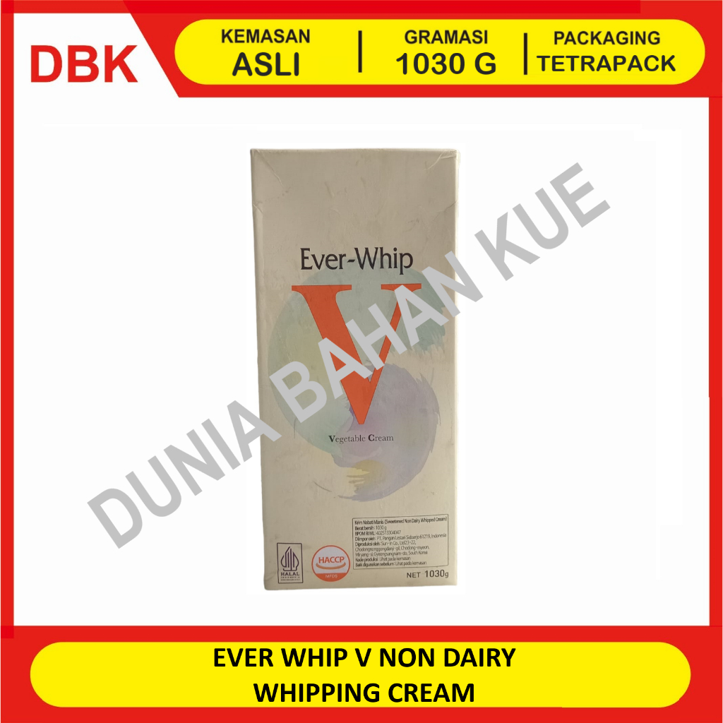 

EVER WHIP V VEGETABLE NON DAIRY WHIPPING CREAM KRIM NABATI MANIS 1030 GR