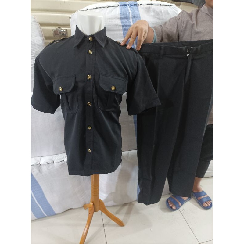 Seragam Safari Hitam Lengan pendek