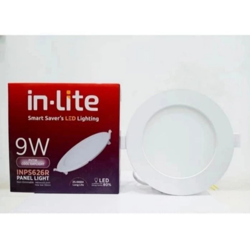 Lampu downlight Panel LED 9 Watt IN LITE INLITE Bulat inbow INPS626R