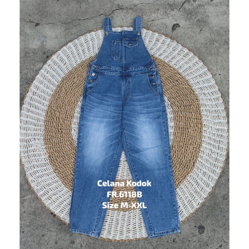 overall jeans import / jumpsuit jeans Fr6118 / celana kodok wanita