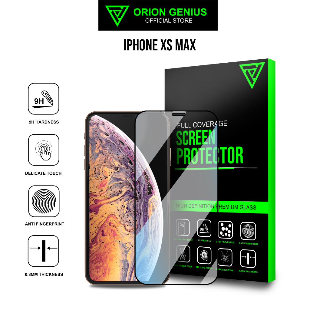 Orion Genius Anti Gores Tempered Glass 5D for iPhone XS MAX FullCover Premium Glass Full Screen XR 1