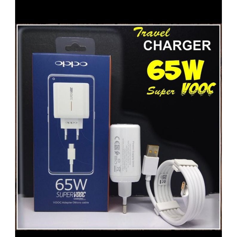 Charger Oppo 65W Original 100% Oppo Find X2PRO Find X Reno 4/F17PRO Super VOOC
